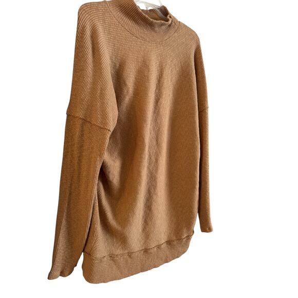 Free People We The Free Casey Ribbed Mock-Neck Tunic Dress in Tiger Eye Size M - Picture 3 of 6